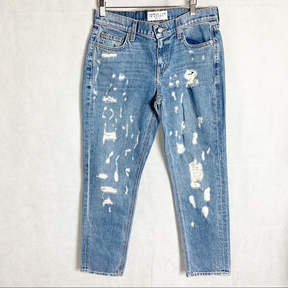 10 Crosby Derek Lam Mila Girlfriend Distressed Ankle Straight Jeans Size 27 - Picture 1 of 7